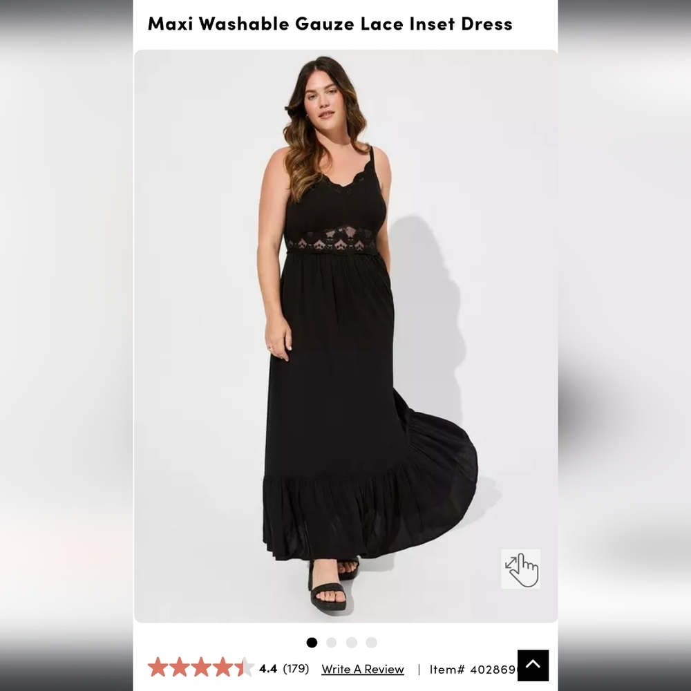 Torrid Maxi Washable Gauze Lace Inset Dress size 2